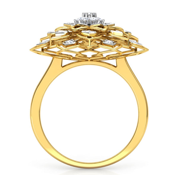 Gold Diamond Lily Flower Ring